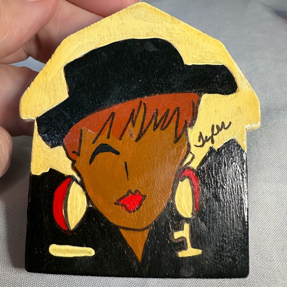 Funky 80’s 90’s original artisan painted pin